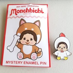 Sekiguchi Monchhichi Animal Costume Blind Bag Enamel Pin - Chicken